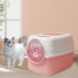 Maxbell Hooded Cat Litter Box with Lid Fully Enclosed Cat Toilet Cat Litter Tray Pink