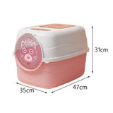 Maxbell Hooded Cat Litter Box with Lid Fully Enclosed Cat Toilet Cat Litter Tray Pink