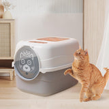 Maxbell Hooded Cat Litter Box with Lid Fully Enclosed Cat Toilet Cat Litter Tray Gray
