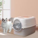 Maxbell Hooded Cat Litter Box with Lid Fully Enclosed Cat Toilet Cat Litter Tray Gray