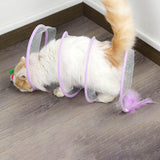 Maxbell Foldable Indoor Cat Tunnel S Type Spring Toy Playing Tent Portable Durable Yellow L Mouse