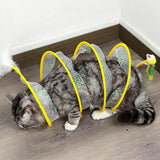 Maxbell Foldable Indoor Cat Tunnel S Type Spring Toy Playing Tent Portable Durable Yellow L Mouse