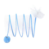 Maxbell Foldable Indoor Cat Tunnel S Type Spring Toy Playing Tent Portable Durable Blue S Plush Ball