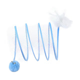 Maxbell Foldable Indoor Cat Tunnel S Type Spring Toy Playing Tent Portable Durable Blue S Plush Ball