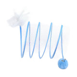 Maxbell Foldable Indoor Cat Tunnel S Type Spring Toy Playing Tent Portable Durable Blue S Plush Ball