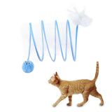 Maxbell Foldable Indoor Cat Tunnel S Type Spring Toy Playing Tent Portable Durable Blue S Plush Ball