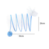 Maxbell Foldable Indoor Cat Tunnel S Type Spring Toy Playing Tent Portable Durable Blue S Plush Ball
