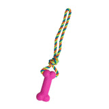 Maxbell Dog Rope Chew Toy Squeaky Rope Dog Toy for Small Medium and Large Pets Pink