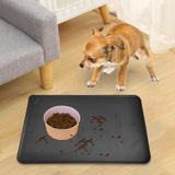 Maxbell Dog Cat Food Mat Foldable with Raised Edge Waterproof Easy Clean Nonslip Black