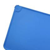 Maxbell Dog Cat Food Mat Foldable with Raised Edge Waterproof Easy Clean Nonslip Blue
