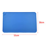 Maxbell Dog Cat Food Mat Foldable with Raised Edge Waterproof Easy Clean Nonslip Blue