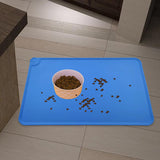 Maxbell Dog Cat Food Mat Foldable with Raised Edge Waterproof Easy Clean Nonslip Blue
