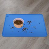 Maxbell Dog Cat Food Mat Foldable with Raised Edge Waterproof Easy Clean Nonslip Blue