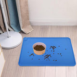 Maxbell Dog Cat Food Mat Foldable with Raised Edge Waterproof Easy Clean Nonslip Blue