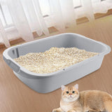 Maxbell Pet Litter Tray Open Top Cats Litter Box High Sides for Indoor Cats Hamsters Gray 52x35x12cm