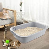 Maxbell Pet Litter Tray Open Top Cats Litter Box High Sides for Indoor Cats Hamsters Gray 52x35x12cm