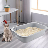 Maxbell Pet Litter Tray Open Top Cats Litter Box High Sides for Indoor Cats Hamsters Gray 52x35x12cm