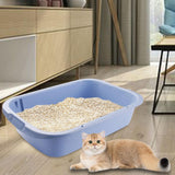 Maxbell Pet Litter Tray Open Top Cats Litter Box High Sides for Indoor Cats Hamsters Blue 52x35x12cm