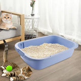 Maxbell Pet Litter Tray Open Top Cats Litter Box High Sides for Indoor Cats Hamsters Blue 52x35x12cm