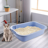 Maxbell Pet Litter Tray Open Top Cats Litter Box High Sides for Indoor Cats Hamsters Blue 52x35x12cm