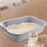 Maxbell Pet Litter Tray Open Top Cats Litter Box High Sides for Indoor Cats Hamsters Gray 36x30x10cm