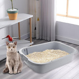 Maxbell Pet Litter Tray Open Top Cats Litter Box High Sides for Indoor Cats Hamsters Gray 36x30x10cm