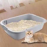 Maxbell Pet Litter Tray Open Top Cats Litter Box High Sides for Indoor Cats Hamsters Blue 36x30x10cm