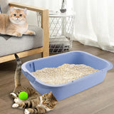 Maxbell Pet Litter Tray Open Top Cats Litter Box High Sides for Indoor Cats Hamsters Blue 36x30x10cm