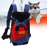 Maxbell Pet Cat Carrier Backpack Chest Bag with Shoulder Strap Adjustable for Hiking M Blue Red