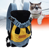 Maxbell Pet Cat Carrier Backpack Chest Bag with Shoulder Strap Adjustable for Hiking L Yellow Blue
