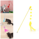 Maxbell Cat Teaser Interactive Toy Exercising IQ Improving Funny Teasing Wand Yellow