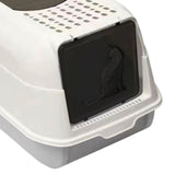 Maxbell Hooded Cat Litter Box with Lid Kitty Litter Pan Sturdy Detachable for Indoor Gray