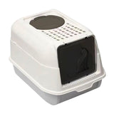 Maxbell Hooded Cat Litter Box with Lid Kitty Litter Pan Sturdy Detachable for Indoor Gray