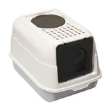 Maxbell Hooded Cat Litter Box with Lid Kitty Litter Pan Sturdy Detachable for Indoor Gray