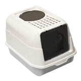 Maxbell Hooded Cat Litter Box with Lid Kitty Litter Pan Sturdy Detachable for Indoor Gray