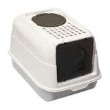 Maxbell Hooded Cat Litter Box with Lid Kitty Litter Pan Sturdy Detachable for Indoor Gray