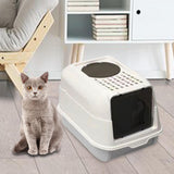 Maxbell Hooded Cat Litter Box with Lid Kitty Litter Pan Sturdy Detachable for Indoor Gray