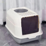 Maxbell Hooded Cat Litter Box with Lid Kitty Litter Pan Sturdy Detachable for Indoor Gray