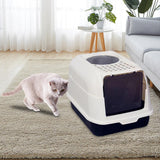 Maxbell Hooded Cat Litter Box with Lid Kitty Litter Pan Sturdy Detachable for Indoor Black