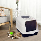 Maxbell Hooded Cat Litter Box with Lid Kitty Litter Pan Sturdy Detachable for Indoor Black