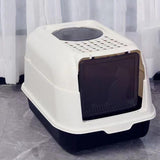 Maxbell Hooded Cat Litter Box with Lid Kitty Litter Pan Sturdy Detachable for Indoor Black
