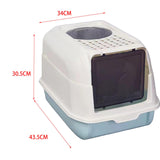 Maxbell Hooded Cat Litter Box with Lid Kitty Litter Pan Sturdy Detachable for Indoor Blue