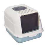 Maxbell Hooded Cat Litter Box with Lid Kitty Litter Pan Sturdy Detachable for Indoor Blue