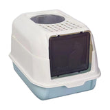 Maxbell Hooded Cat Litter Box with Lid Kitty Litter Pan Sturdy Detachable for Indoor Blue