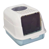Maxbell Hooded Cat Litter Box with Lid Kitty Litter Pan Sturdy Detachable for Indoor Blue