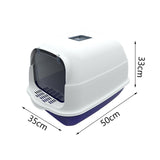 Maxbell Hooded Cat Litter Box Enclosed Cat Toilet Removable Cat Litter Tray Durable Blue