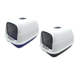 Maxbell Hooded Cat Litter Box Enclosed Cat Toilet Removable Cat Litter Tray Durable Blue