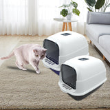 Maxbell Hooded Cat Litter Box Enclosed Cat Toilet Removable Cat Litter Tray Durable Blue