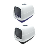 Maxbell Hooded Cat Litter Box Enclosed Cat Toilet Removable Cat Litter Tray Durable Blue