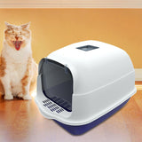 Maxbell Hooded Cat Litter Box Enclosed Cat Toilet Removable Cat Litter Tray Durable Blue